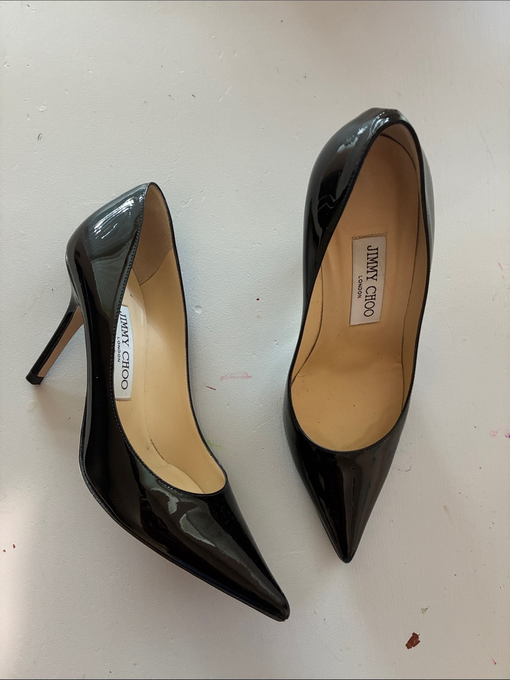 Jimmy Choo Black Patent Pointed-Toe Stiletto Pumps